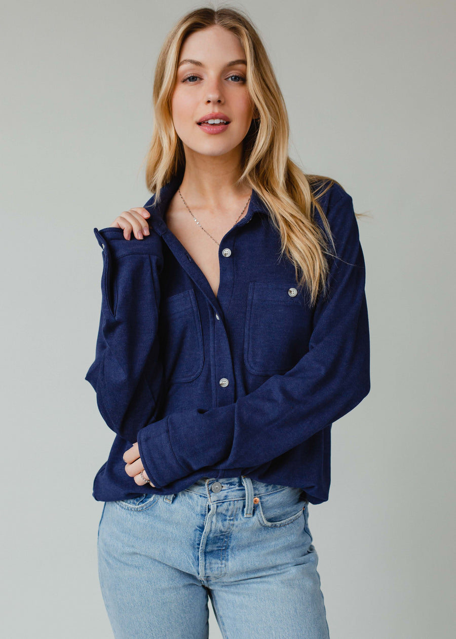 Mindi Super Soft Button Up - Navy