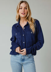 Mindi Super Soft Button Up - Navy