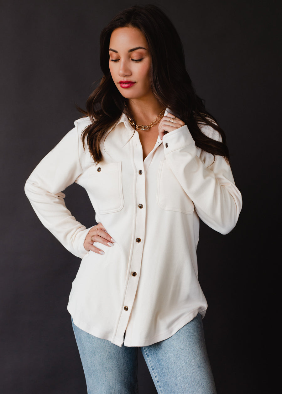 Mindi Super Soft Button Up - Ivory