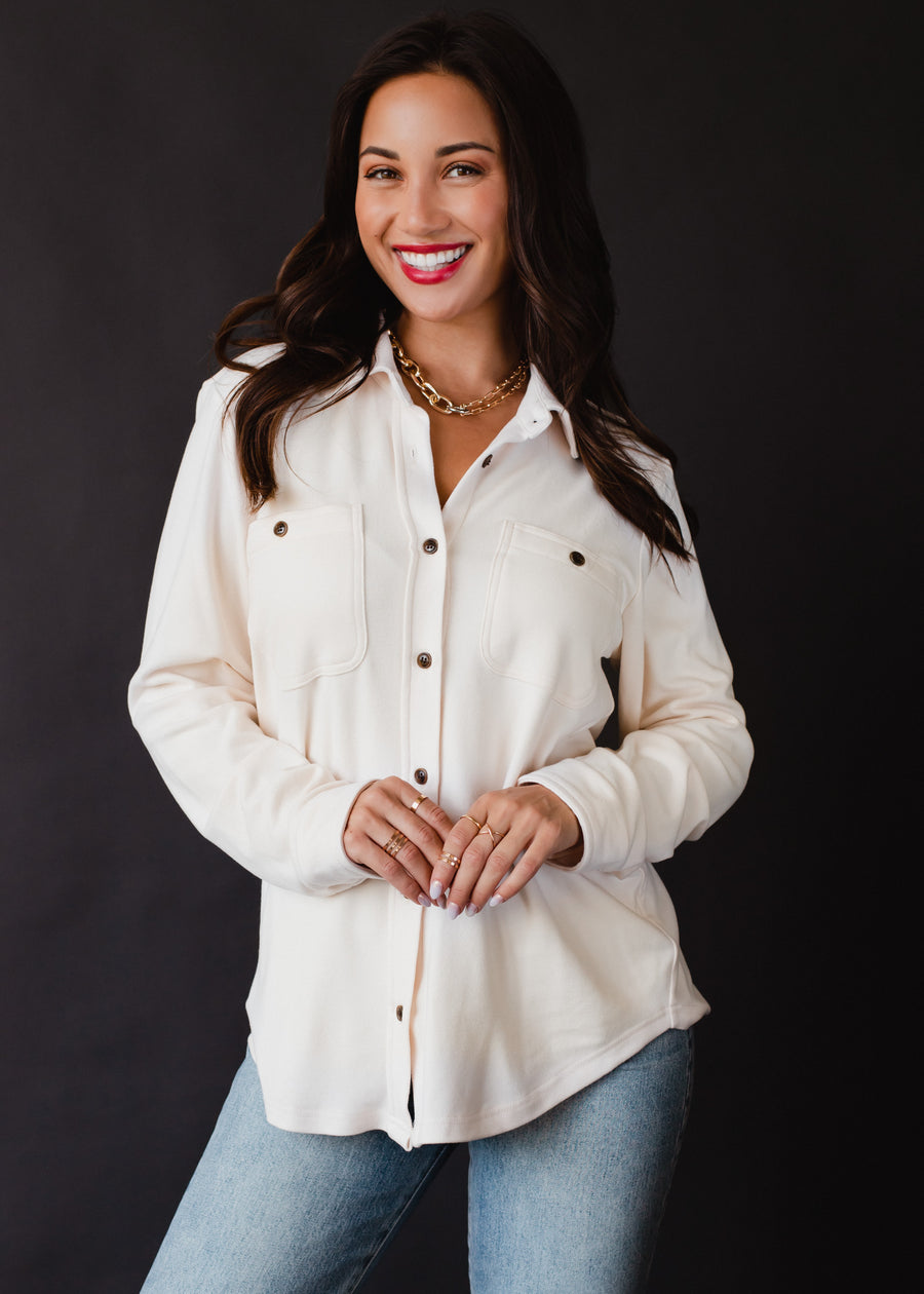 Mindi Super Soft Button Up - Ivory