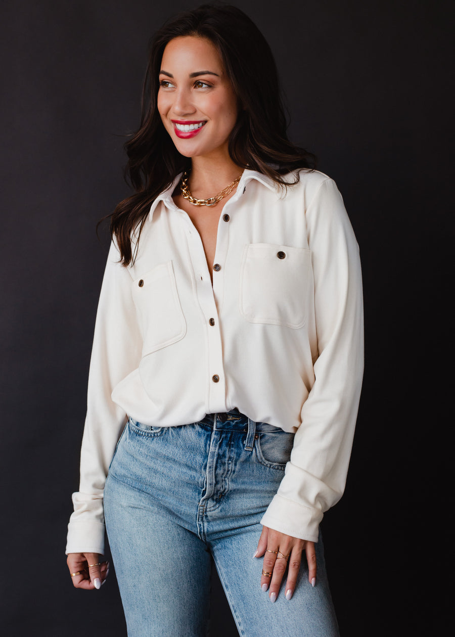 Mindi Super Soft Button Up - Ivory