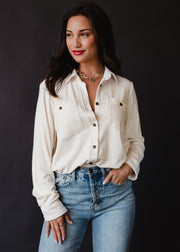 Mindi Super Soft Button Up - Ivory