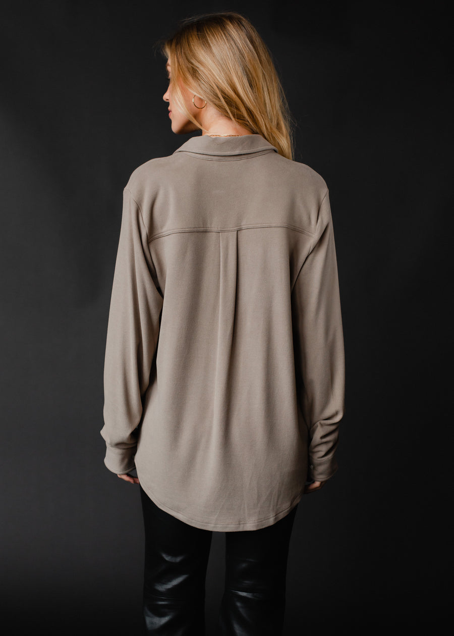 Mindi Super Soft Button Up - Taupe