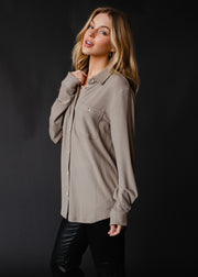 Mindi Super Soft Button Up - Taupe