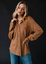 Mindi Super Soft Button Up - Dark Tan