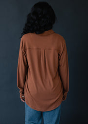 Mindi Super Soft Button Up - Brown