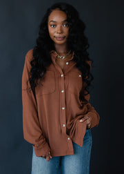 Mindi Super Soft Button Up - Brown