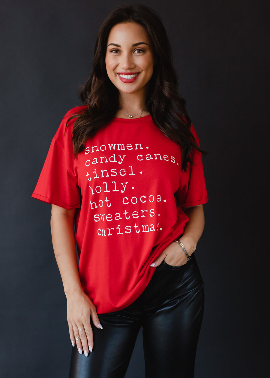 Christmas List Tee - Red