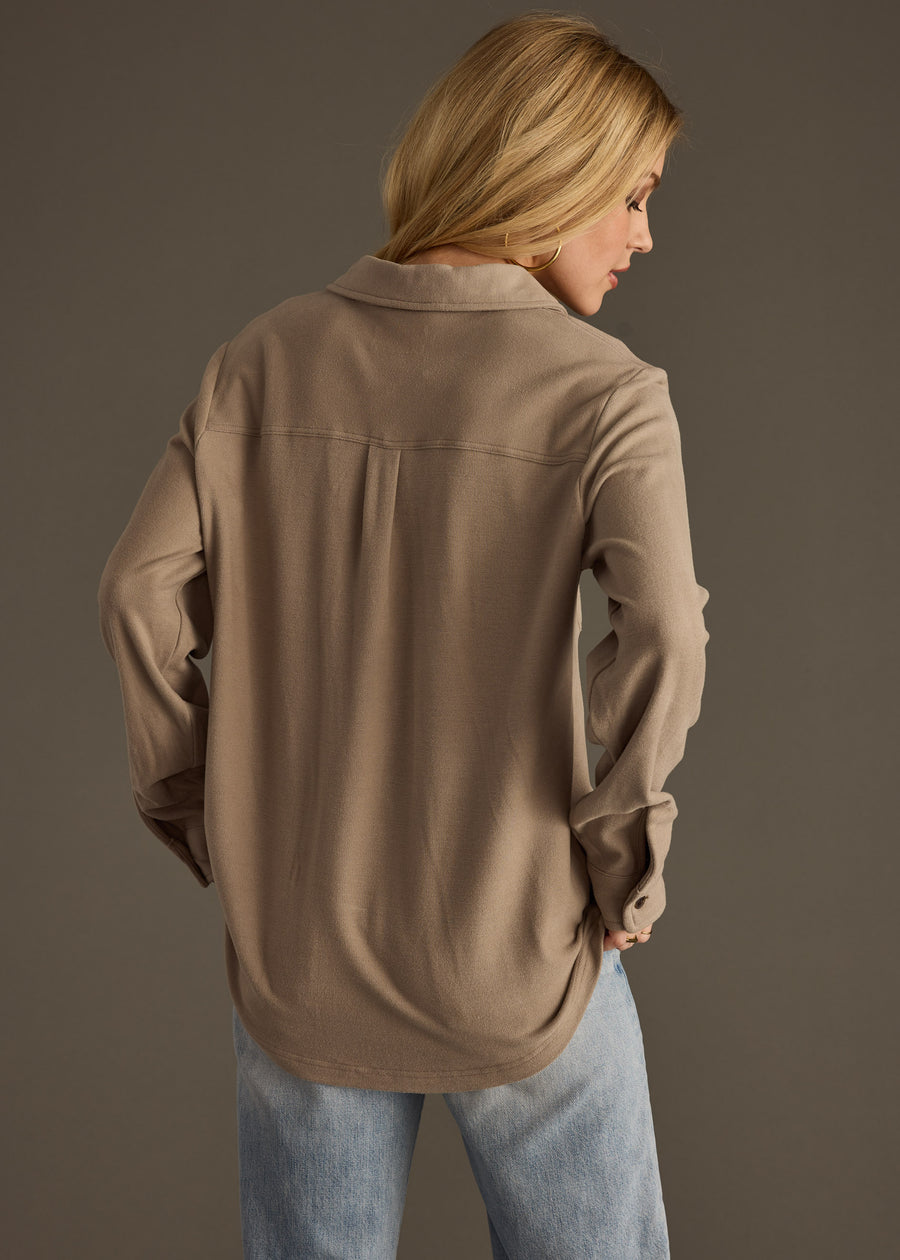 Mindi Super Soft Button Up - Taupe