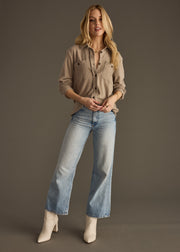 Mindi Super Soft Button Up - Taupe