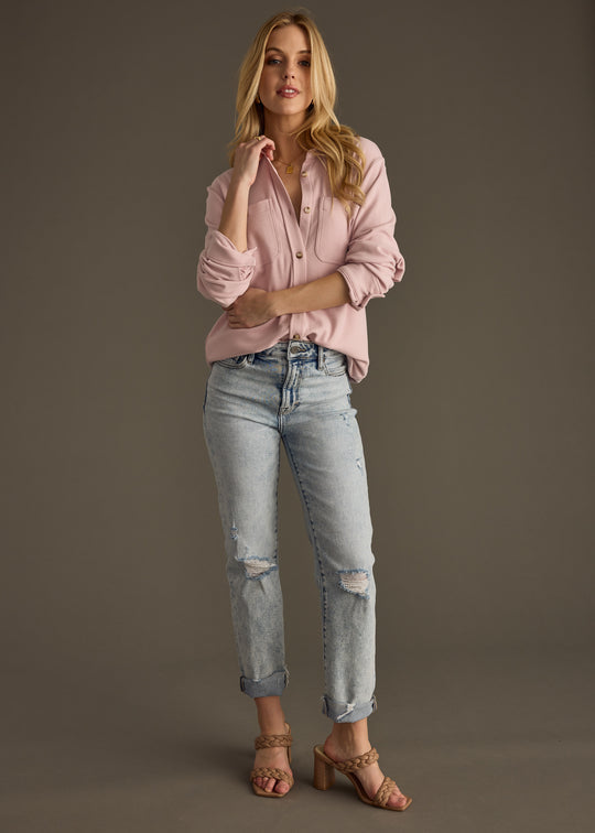 Mindi Super Soft Button Up - Pink