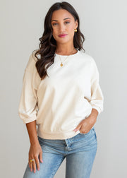 Reese Short Sleeve Sweatshirt - Cream