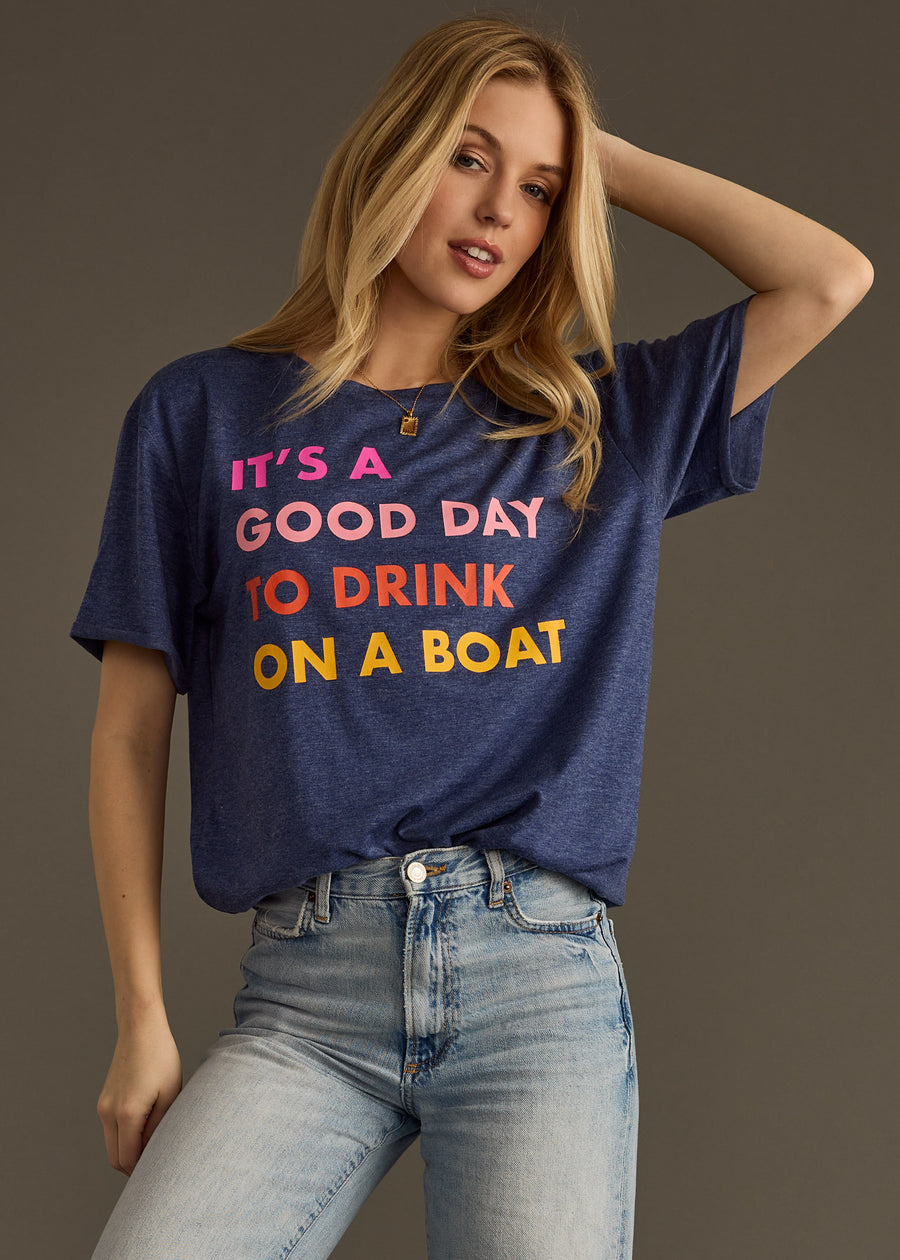 It's A Good Day To Drink On A Boat Tee - Navy