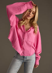 Wild Heart Button Up - Pink