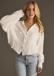 Wild Heart Button Up - White