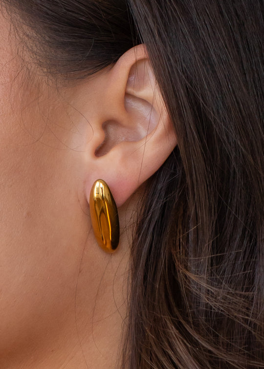 Luxe Gold Long Oval Earrings