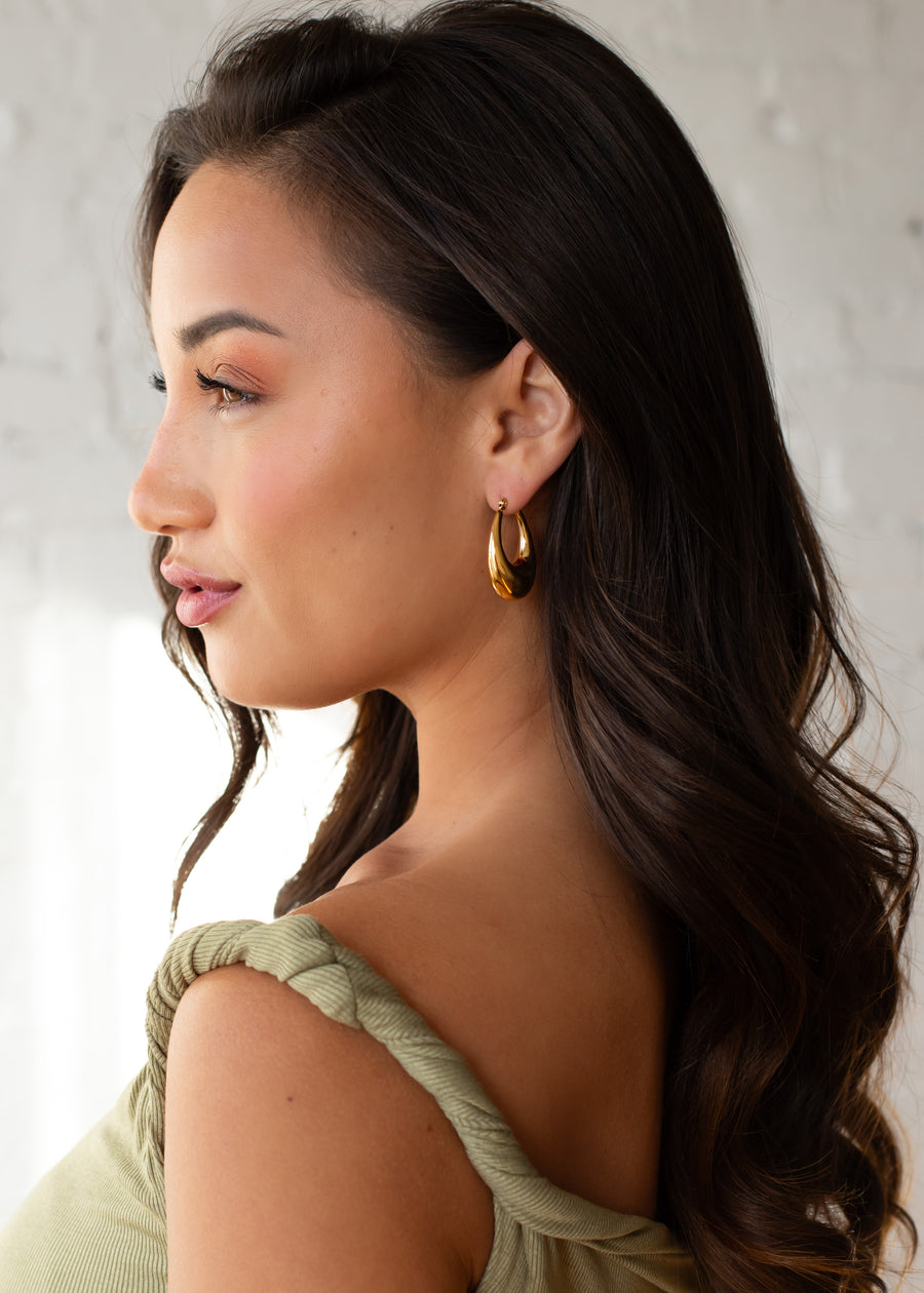 Luxe Gold Bubble Oval Hoops