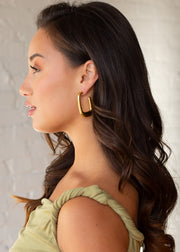 Luxe Gold Bubble Rectangle Hoops