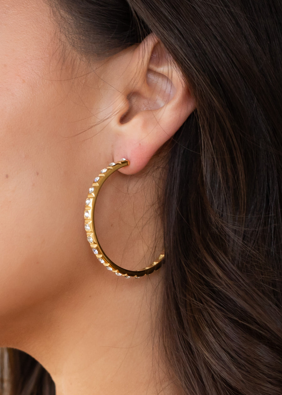 Luxe Gold Rhinestone Hoops