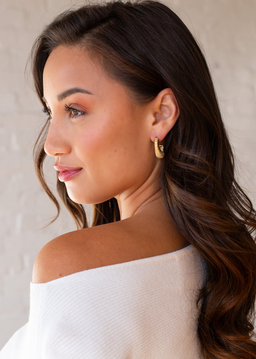 Luxe Gold Coil Rounded Hoops