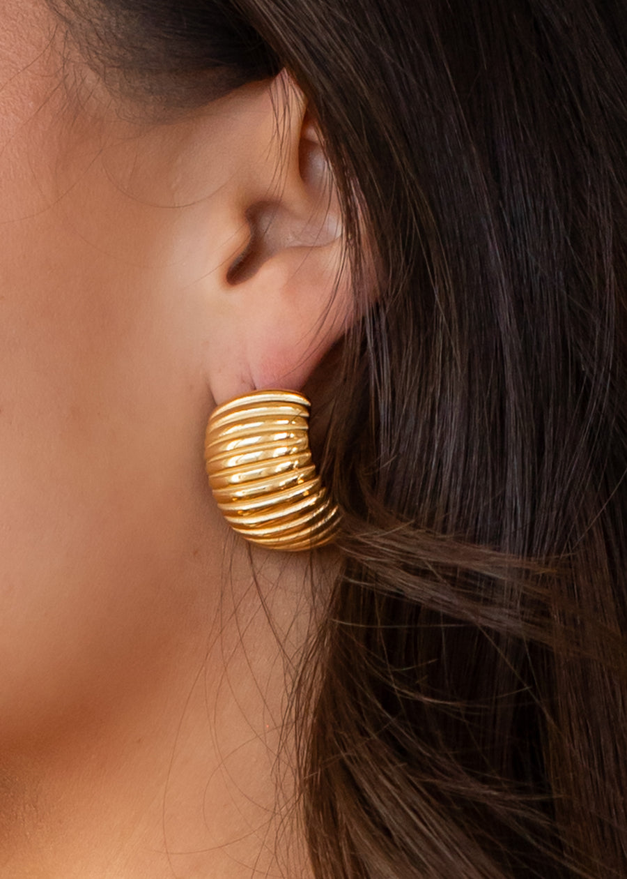 Luxe Gold Curved Coil Earrings