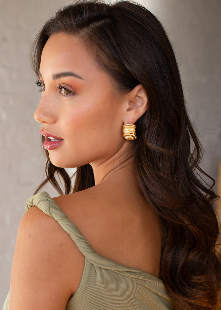 Luxe Gold Curved Coil Earrings