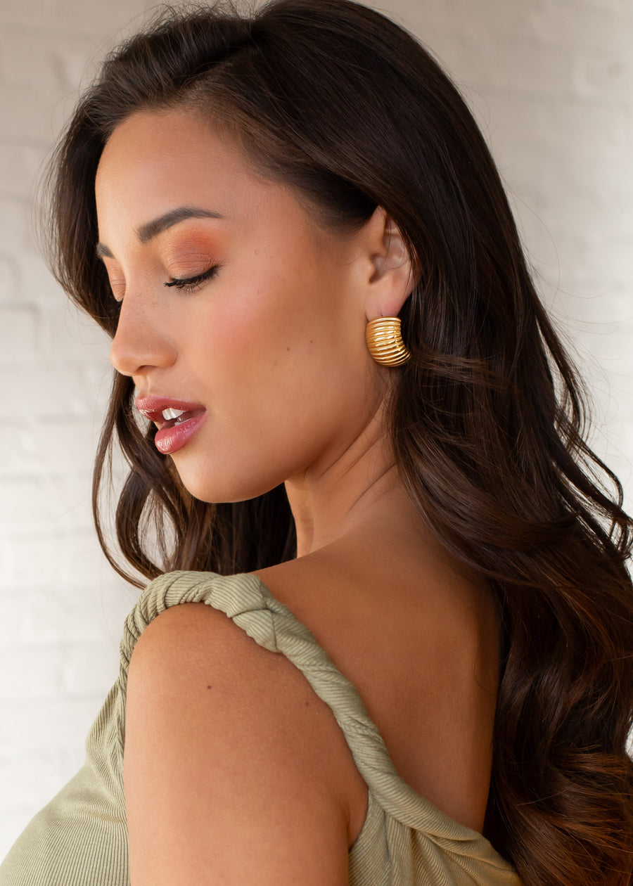 Luxe Gold Curved Coil Earrings