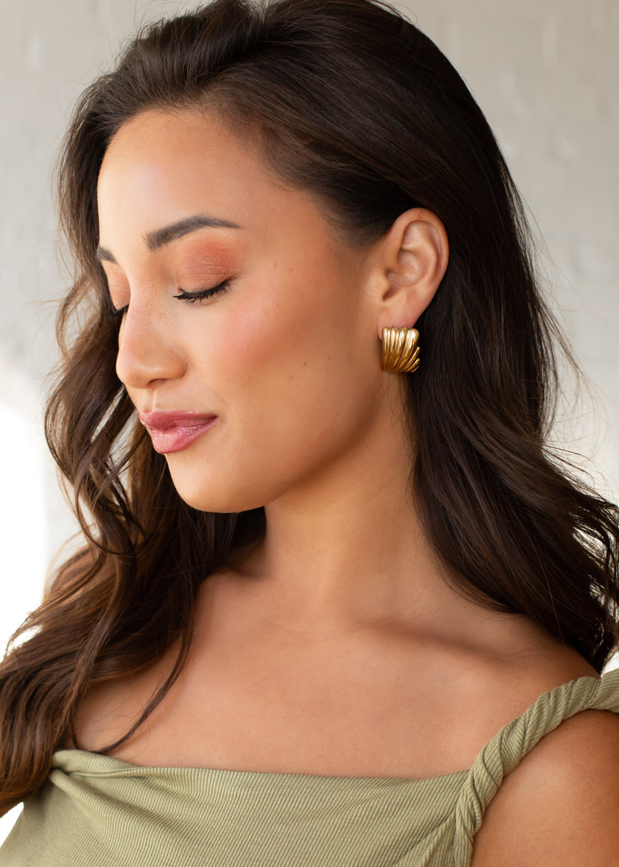 Luxe Gold Stacked Abstract Earrings