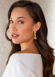 Luxe Gold Textured Stacked Ovals Earrings