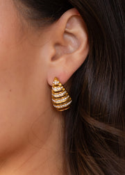 Luxe Gold Rhinestone Hollow Teardrop Earrings