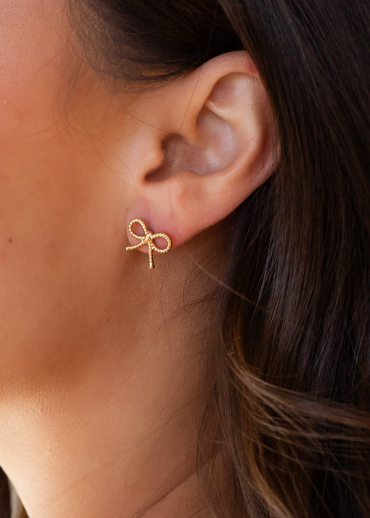 Luxe Gold Rope Bow Earrings