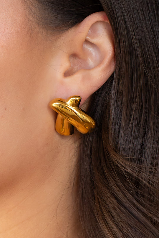 Luxe Gold Bold X Earrings