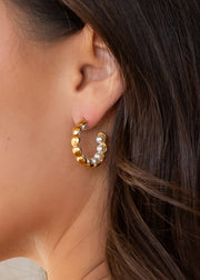 Luxe Gold Pearl Hoops