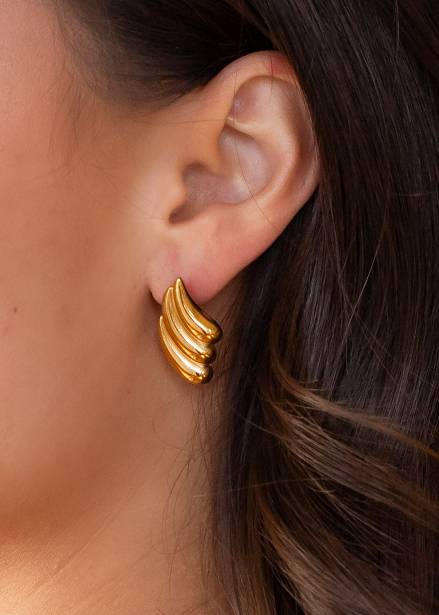 Luxe Gold Triple Stacked Bold Earrings