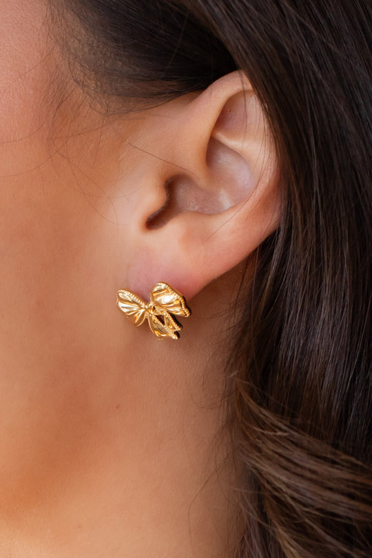 Luxe Gold Small Bow Earrings