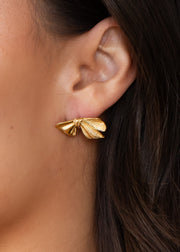 Luxe Gold Wide Bow Earrings