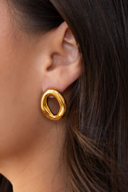 Luxe Gold Abstract Oval Earrings