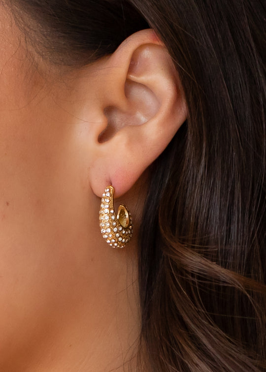 Luxe Gold  & Rhinestone Teardrop Earrings