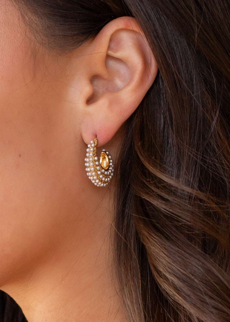 Luxe Gold & Pearls Teardrop Earrings