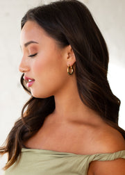 Luxe Gold & Green Hoop Earrings