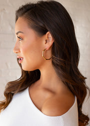 Luxe Gold Rounded Hexagon Hoops