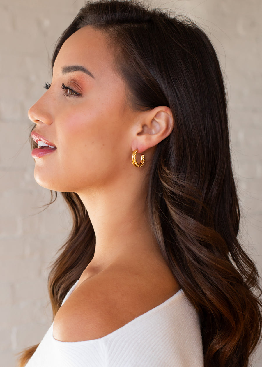 Luxe Gold Textured Double Hoops