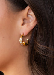 Luxe Gold Abstract Rhinestone Hoops