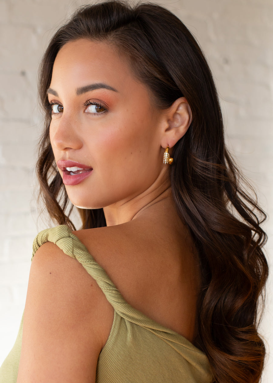Subtle Hoops Luxe Gold Abstract Rhinestone Hoops – Panache Apparel Collection