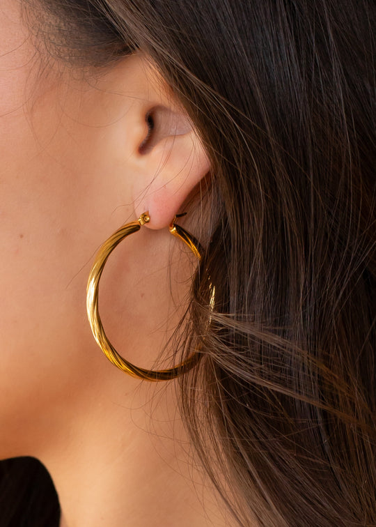 Luxe Twisted Gold Hoops