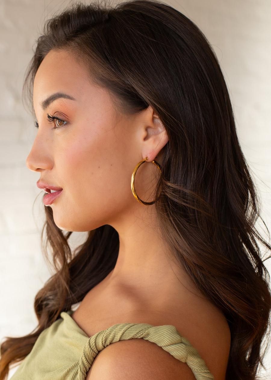 Luxe Twisted Gold Hoops