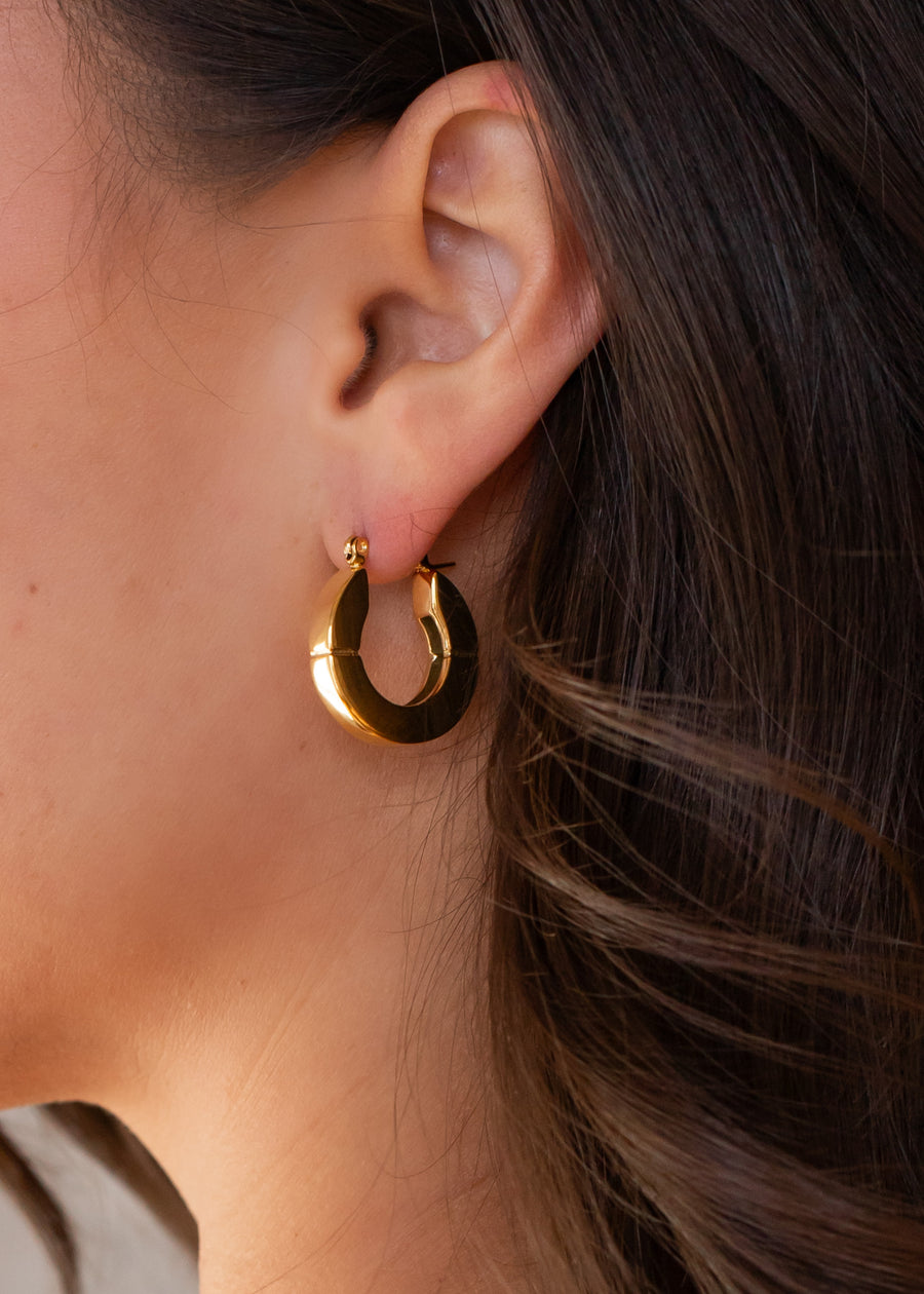 Luxe Gold Chunky Drop Hoop Earrings