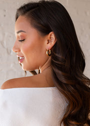 Luxe Gold Chunky Drop Hoop Earrings