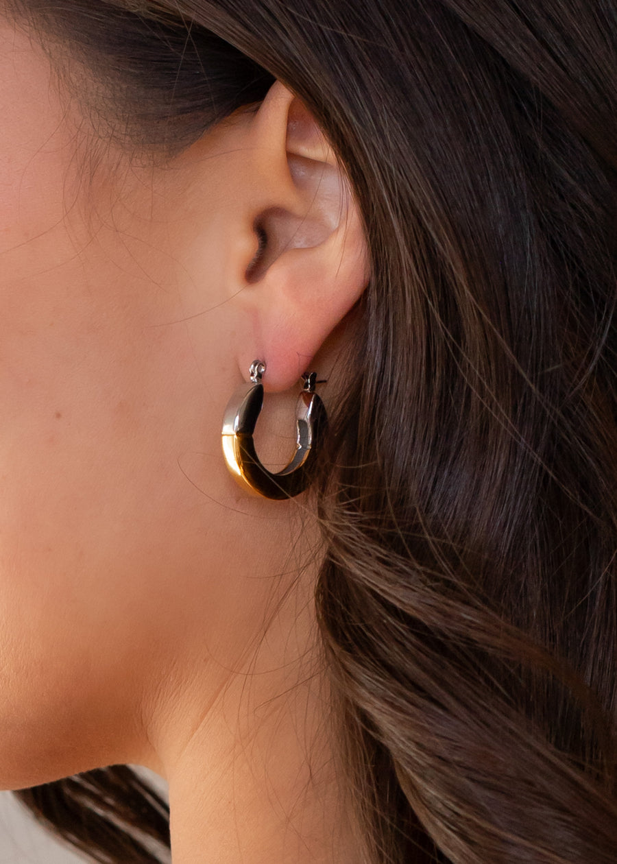 Luxe Gold & Silver Chunky Drop Hoop Earrings