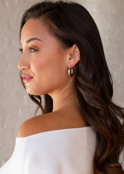 Luxe Gold & Silver Chunky Drop Hoop Earrings